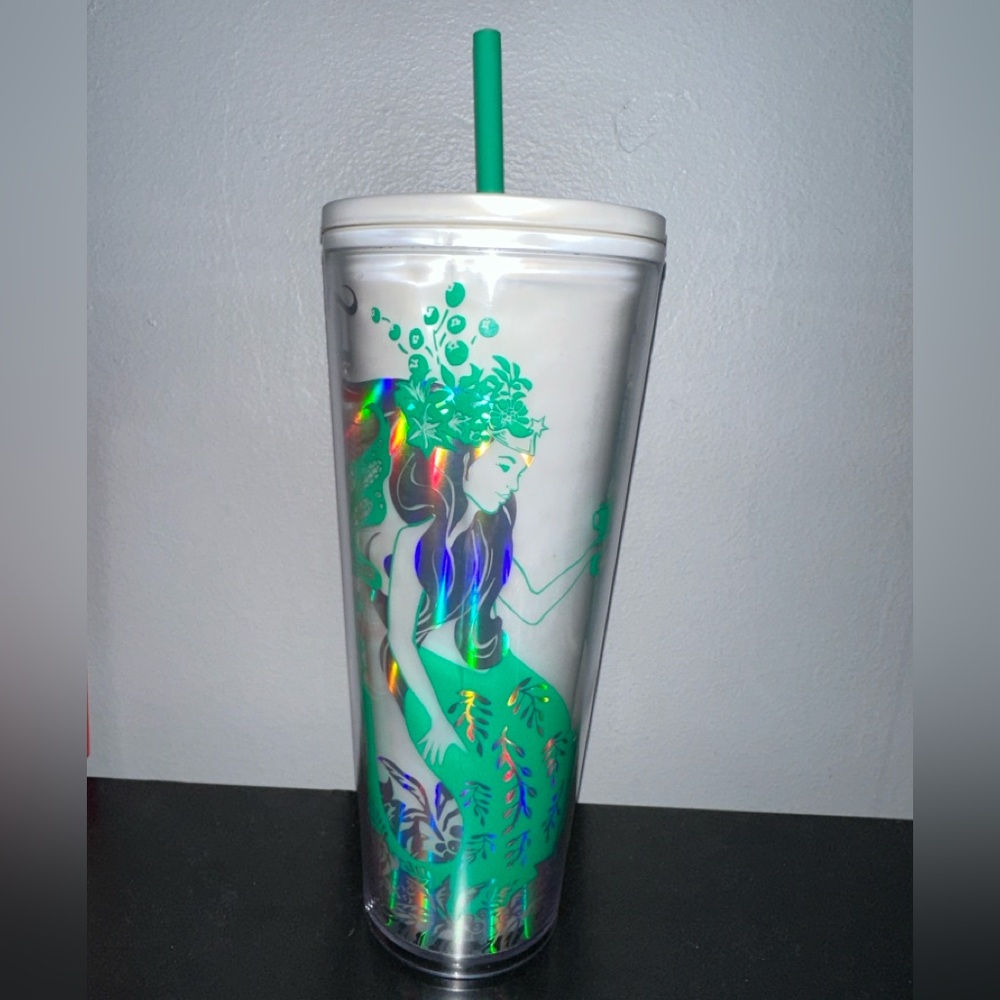 Starbucks Mermaid Tumbler with Green Straw